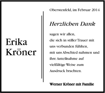 Traueranzeige von Erika Kröner von Marbacher Zeitung