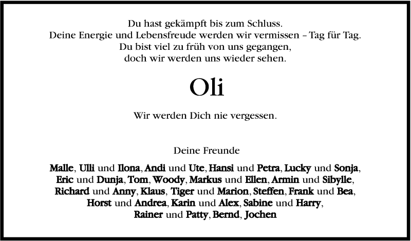  Traueranzeige für Oliver Haas vom 28.05.2014 aus Marbacher Zeitung