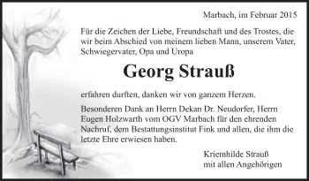 Traueranzeige von Georg Strauß von Marbacher Zeitung