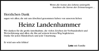 Traueranzeige von Heinz Landenhammer von Marbacher Zeitung