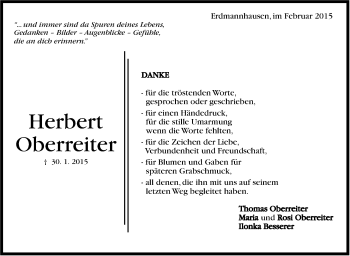 Traueranzeige von Herbert Oberreiter von Marbacher Zeitung