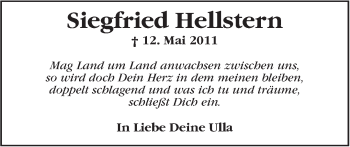 Traueranzeige von Siegfried Hellstern von Marbacher Zeitung