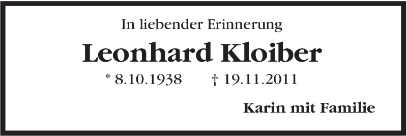  Traueranzeige für Leonhard Kloiber vom 19.12.2015 aus Marbacher Zeitung