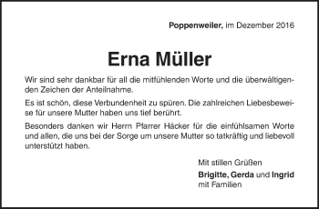 Traueranzeige von Erna Müller von Marbacher Zeitung