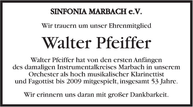  Traueranzeige für Walter Pfeiffer vom 30.03.2016 aus Marbacher Zeitung