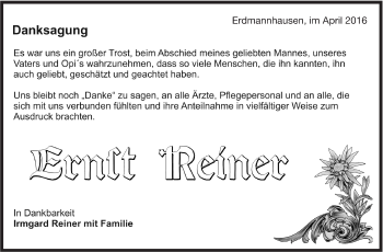 Traueranzeige von Ernst Reiner von Marbacher Zeitung