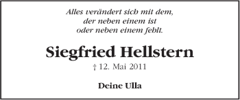 Traueranzeige von Siegfried Hellstern von Marbacher Zeitung