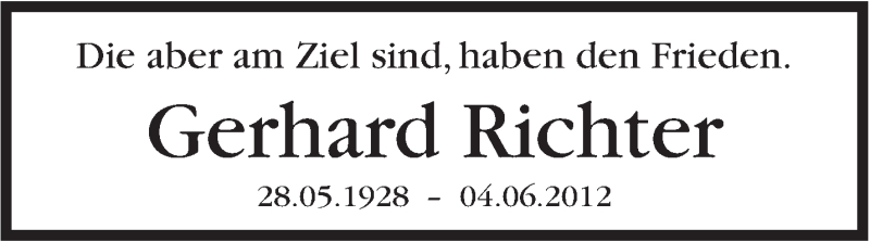  Traueranzeige für Gerhard Richter vom 04.06.2016 aus Marbacher Zeitung