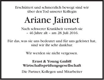 Traueranzeige von Ariane Jaimet von Marbacher Zeitung