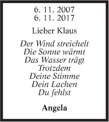 Traueranzeige von Klaus  von Marbacher Zeitung