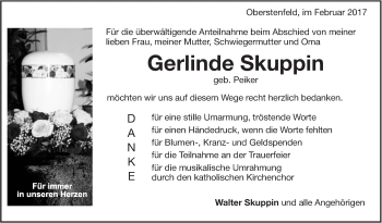 Traueranzeige von Gerlinde Skuppin von Marbacher Zeitung