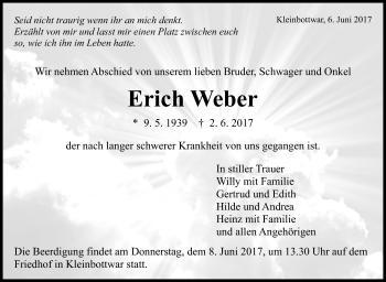 Traueranzeige von Erich Weber von Marbacher Zeitung