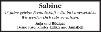 Traueranzeige von Sabine  von Marbacher Zeitung