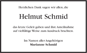 Traueranzeige von Helmut Schmid von Marbacher Zeitung