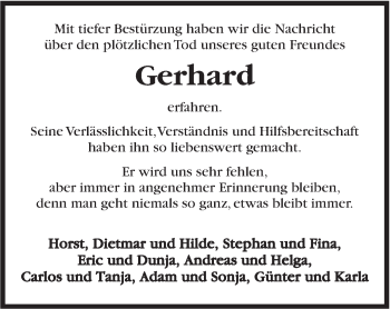 Traueranzeige von Gerhard App von Marbacher Zeitung