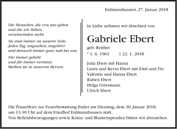 Traueranzeige von Gabriele Ebert von Marbacher Zeitung