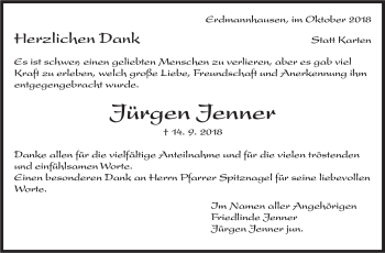 Traueranzeige von Jürgen Jenner von Marbacher Zeitung