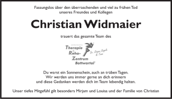 Traueranzeige von Christian Widmaier von Marbacher Zeitung