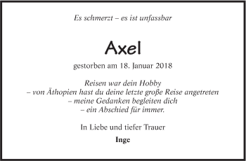 Traueranzeige von Axel  von Marbacher Zeitung