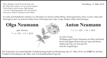Traueranzeige von Olga und Anton Neumann von Marbacher Zeitung