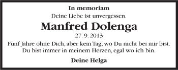 Traueranzeige von Manfred Dolenga von Marbacher Zeitung