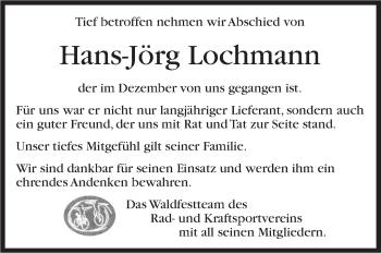 Traueranzeige von Hans-Jörg Lochmann von Marbacher Zeitung
