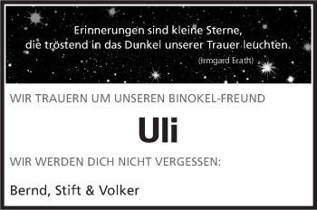 Traueranzeige von Uli Herrmann von Marbacher Zeitung