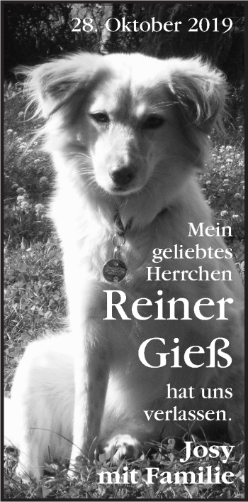 Traueranzeige von Reiner Gieß von Marbacher Zeitung