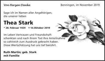 Traueranzeige von Thea Stark von Marbacher Zeitung