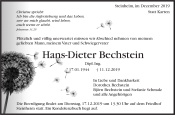 Traueranzeige von Hans-Dieter Bechstein von Marbacher Zeitung