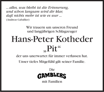 Traueranzeige von Hans-Peter Kotheder von Marbacher Zeitung