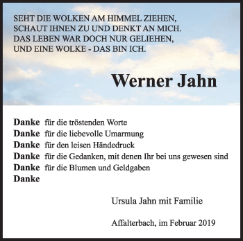 Traueranzeige von Werner Jahn von Marbacher Zeitung