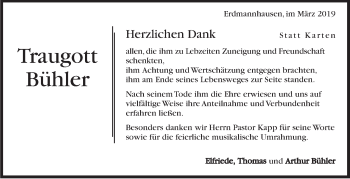 Traueranzeige von Traugott Bühler von Marbacher Zeitung