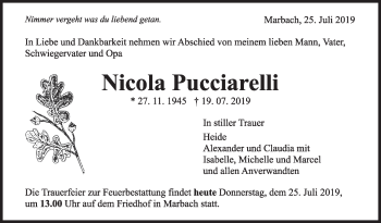 Traueranzeige von Nicola Pucciarelli von Marbacher Zeitung