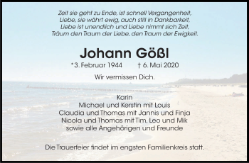 Traueranzeige von Johann Gößl von Marbacher Zeitung