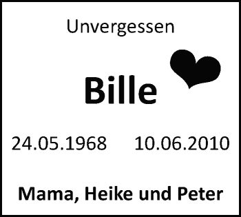 Traueranzeige von Bille  von Marbacher Zeitung