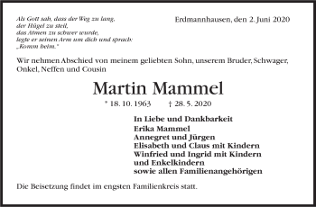 Traueranzeige von Martin Mammel von Marbacher Zeitung