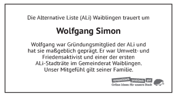 Traueranzeige von Wolfgang Simon von Marbacher Zeitung