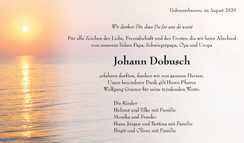Traueranzeige von Johann Dobusch von Marbacher Zeitung