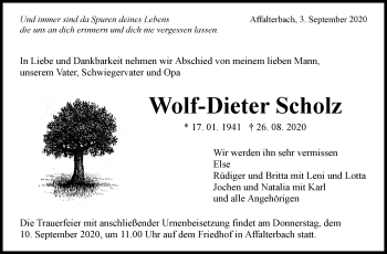 Traueranzeige von Wolf-Dieter Scholz von Marbacher Zeitung