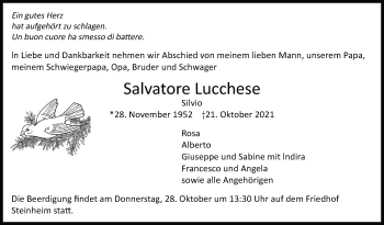 Traueranzeige von Salvatore Lucchese von Marbacher Zeitung