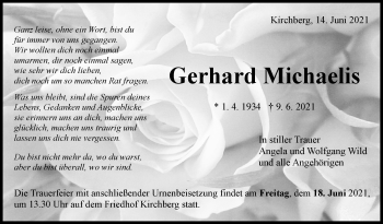 Traueranzeige von Gerhard Michaelis von Marbacher Zeitung