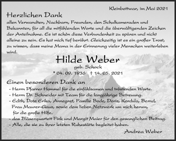 Traueranzeige von Hilde Weber von Marbacher Zeitung
