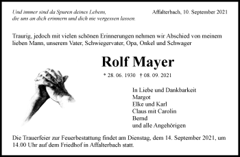Traueranzeige von Rolf Mayer von Marbacher Zeitung