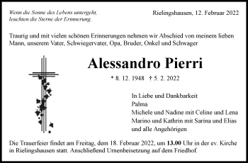 Traueranzeige von Alessandro Pierri von Marbacher Zeitung