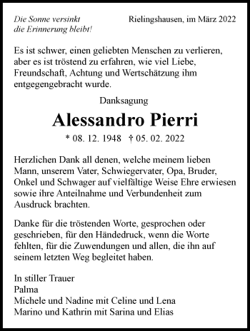 Traueranzeige von Alessandro Pierri von Marbacher Zeitung