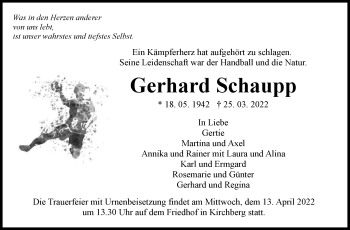 Traueranzeige von Gerhard Schaupp von Marbacher Zeitung
