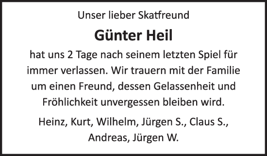 Traueranzeige von Günter Heil von Marbacher Zeitung