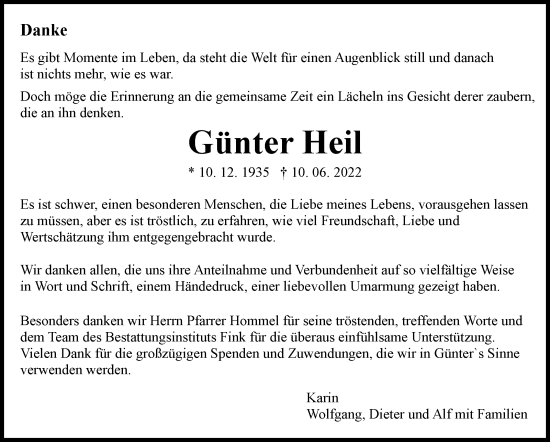 Traueranzeige von Günter Heil von Marbacher Zeitung