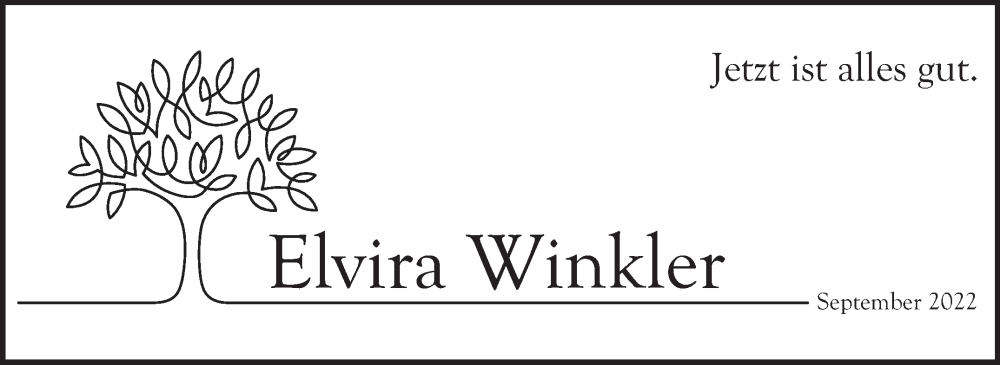  Traueranzeige für Elvira Winkler vom 22.09.2022 aus Marbacher Zeitung